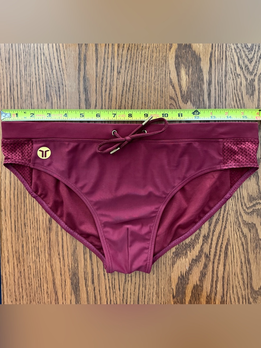 Men's TEAMM8 Skipper Swim Brief – Ruby Red Mesh Side Panels – Size L (34-36) - Picture 5 of 7